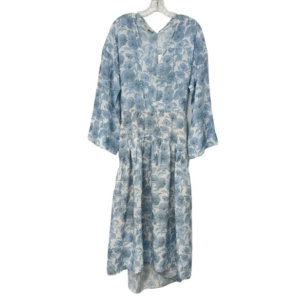 NWT Vince Dahlia floral print V neck high low women's midi dress size M - Picture 3 of 12